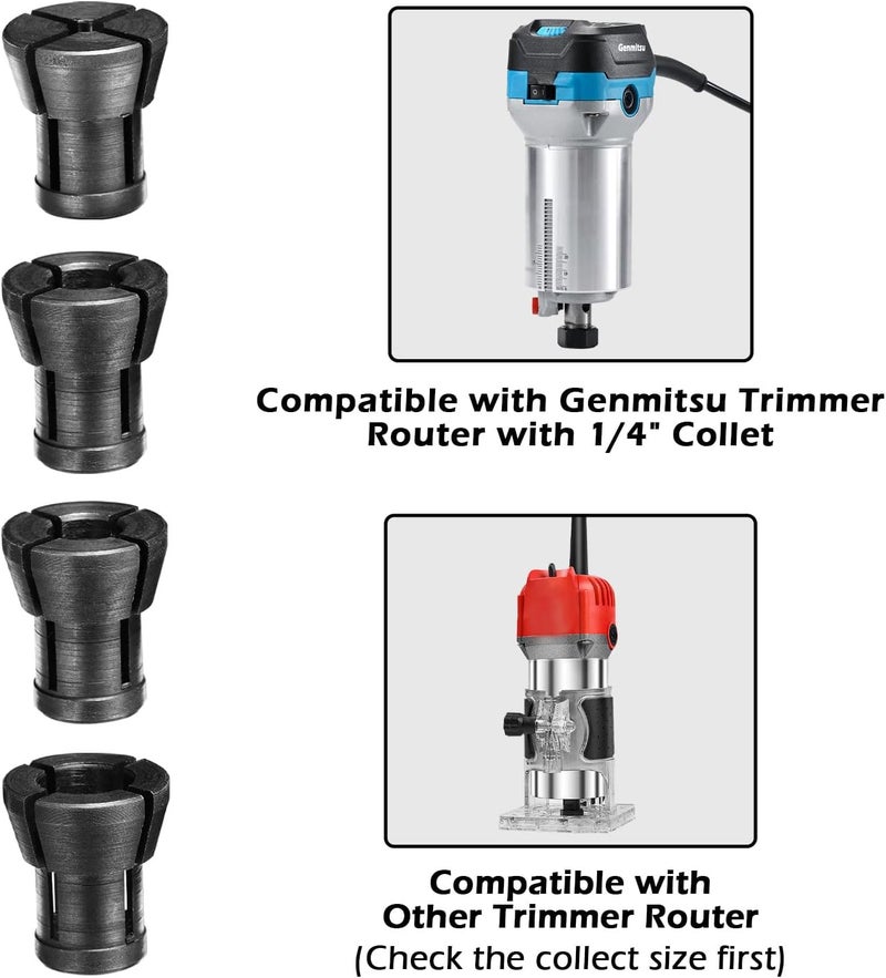 Genmitsu Router Collet Kit - 4pcs Collets, 1/8" to 5/16", For Trim Router, Engraving & CNC Machines - Image 5